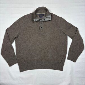 Banana Republic Italian Yarn Merino Wool Brown 1/4 Button/Zip Sweater Mens XL